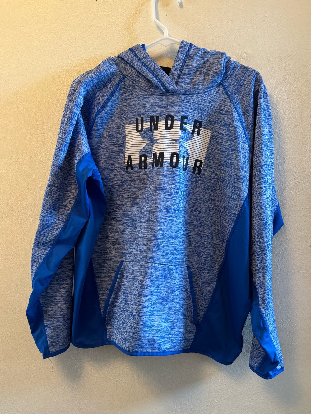Under Armour Storm ColdGear Hoodie XXL Royal Blue Heathered Big Logo Pullover